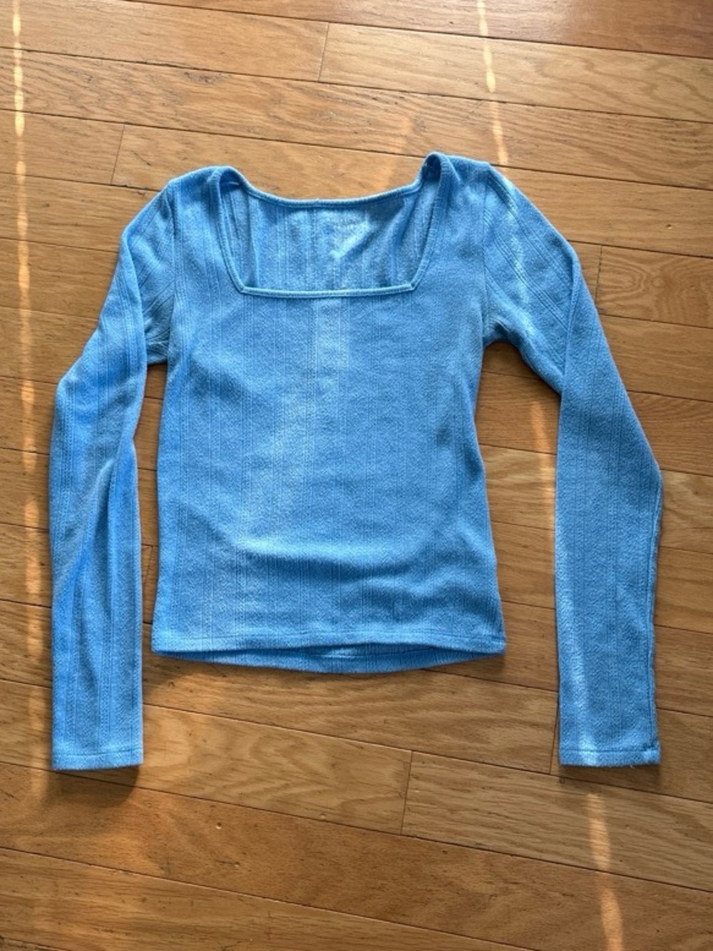American Eagle Outfitters Square Neck Long Sleeve Top - Light Blue